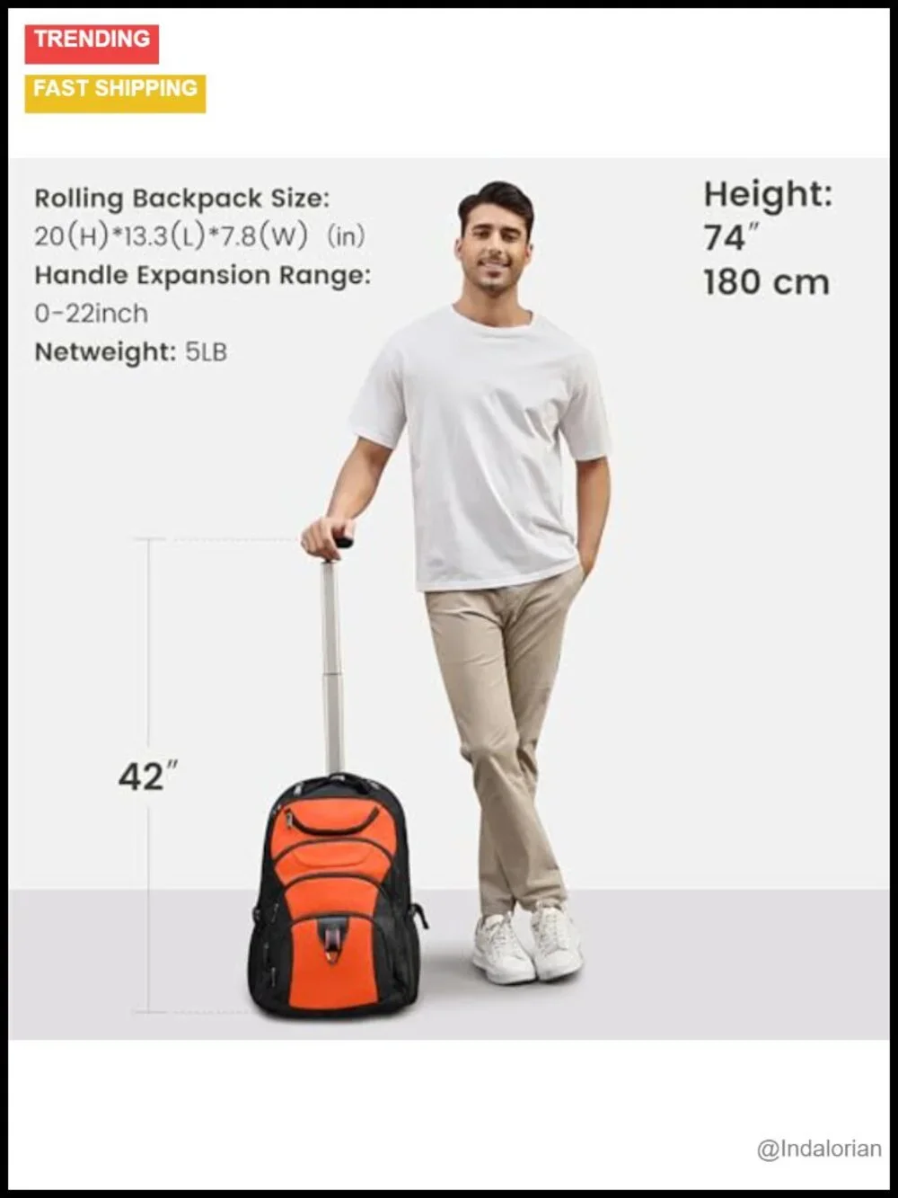 Rolling Backpack with Wheels, 17 Inch Water Resistant Laptop Backpack, Carry on